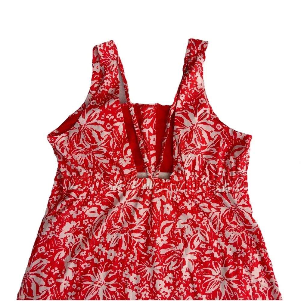 Krimson Klover Dress Tropical Built in Bra Coral Orange Pockets Sporty Sz Large - Picture 3 of 12